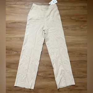 Zara Linen Look Rustic Wide Leg Pant M NWT